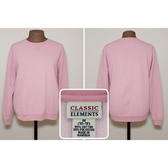 Classic Elements Sz M Women's Sweatshirt Pink Classic Minimalist Basic Casual - Picture 1 of 8